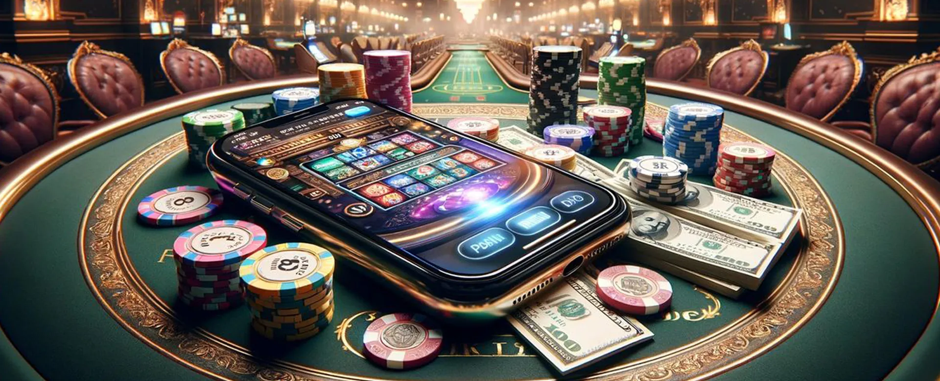 A luxurious ph333 poker table with golden chips and playing cards, ready for high-stakes online action in the Philippines.